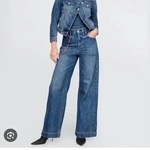 CULT GAIA x GAP High Rise Stride Wide Leg Chain Jeans Denim Blue‎ Size 29 NEW